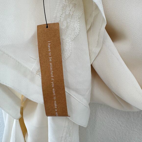 Reformation Woodson Ivory Lace Button Front Midi Dress Flutter Sleeve Size 6 - Picture 9 of 9